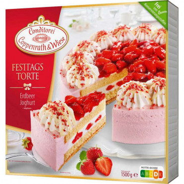 Festtagstorte Erdbeer-Joghurt, tiefgekühlt