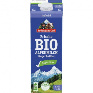 Frische Bio Alpenmilch, 3,5% Fett, laktosefrei