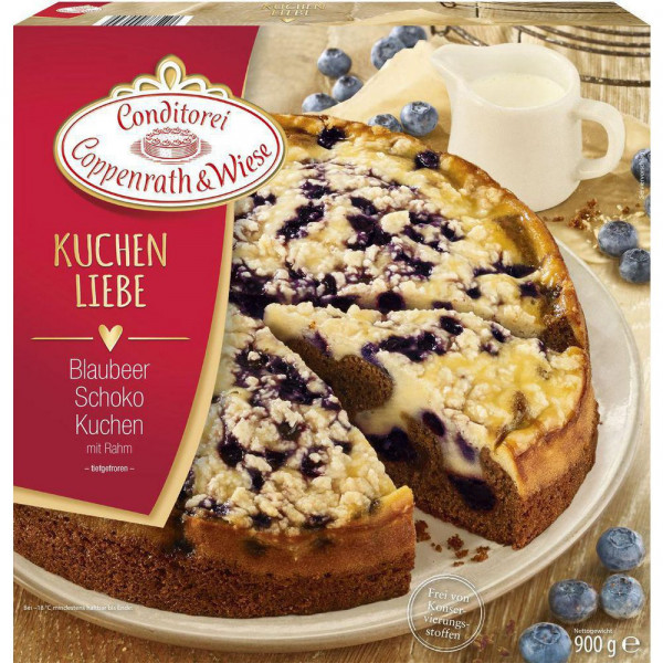 Blaubeer-Schoko-Kuchen mit Rahm, tiefgekühlt