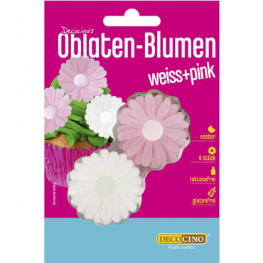 Oblaten Blumen, pink/weiß