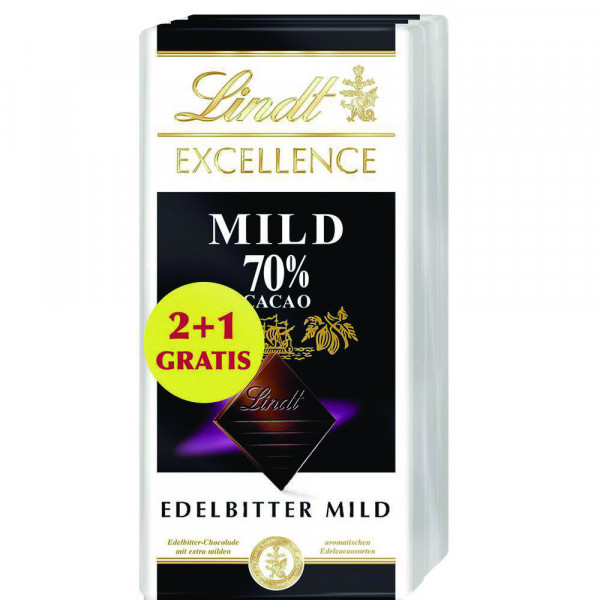 Tafelschokolade, Excellence, Edelbitter Mild 70 %, 2+1