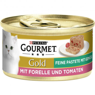 Katzen-Nassfutter Gourmet Gold, Feine Pastete mit Forelle & Tomaten