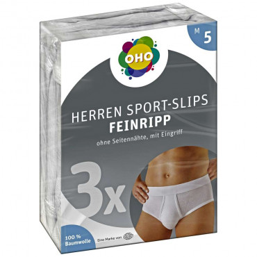 Herren Sport-Slips, Feinripp 3er Pack, Gr.5