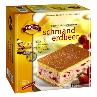 Schmand-Erdbeer Kuchenschnitten, tiefgekühlt
