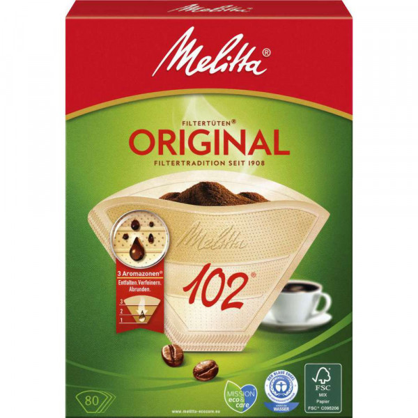 Kaffee-Filtertüten 102 Original, mit 3 Aromazonen, naturbraun