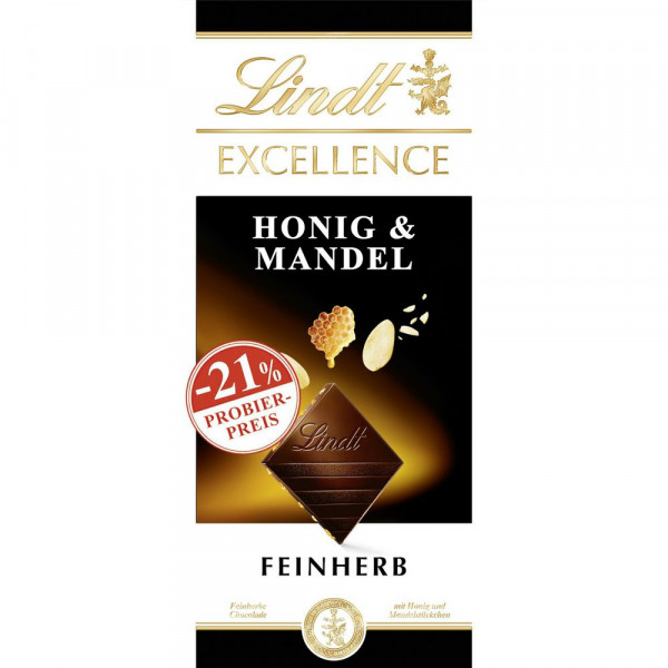 Tafelschokolade, Excellence, Honig & Mandel, Feinherb