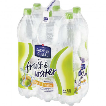 Orange-Limette Mineralwasser Fruit & Water (6x 1,500 Liter)