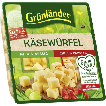 Käsewürfel 2er Pack, Mild/Nussig & Chili/Paprika
