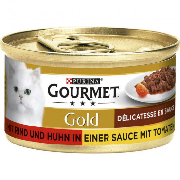 Katzen-Nassfutter Délicatesse en Sauce, Rind & Huhn in Tomatensauce