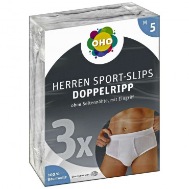 Herren Sport-Slips, Doppelripp 3er Pack, Gr.5