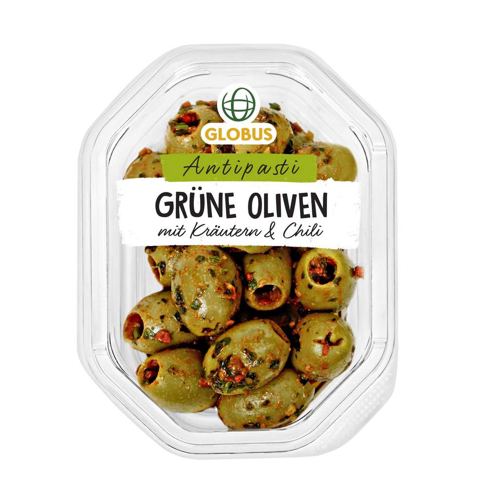 Grüne Oliven, Kräuter &amp; Chili von GLOBUS ⮞ Ansehen | Globus
