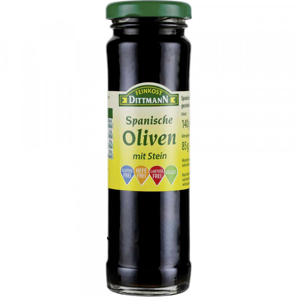 Schwarze Oliven mit Stein