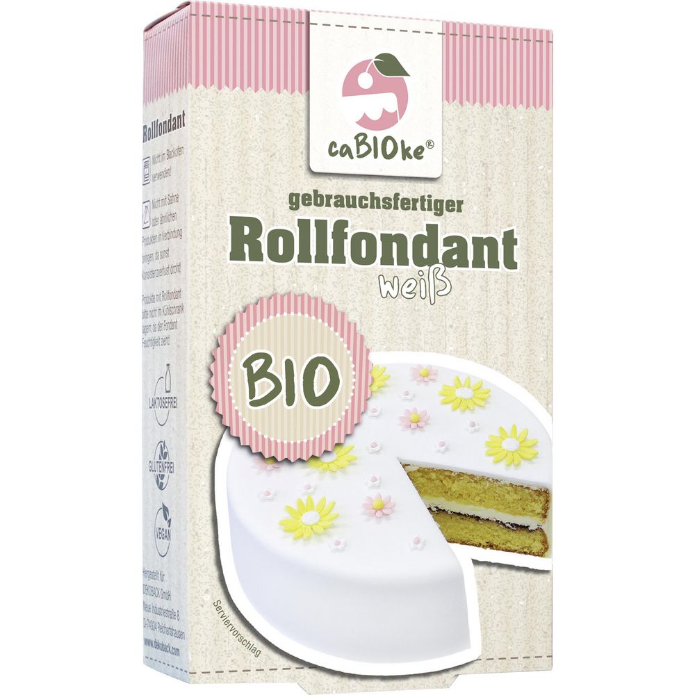 caBIOke Bio Fondant Weiß – 200 g – gebrauchsfertiger Rollfondant, ideal zum  Verzieren von Kuchen, Torten, Cupcakes – ohne Palmöl, glutenfrei & vegan :  : Grocery