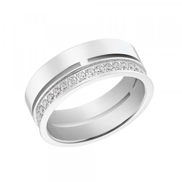 Damen Ring aus Edelstahl mit Zirkonia (4056867028233)