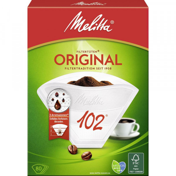 Kaffee-Filtertüten Original 102, mit 3 Aromazonen, weiß