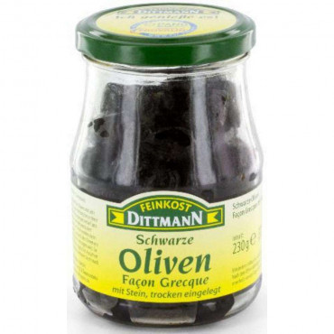 Schwarze Oliven, eingelegt