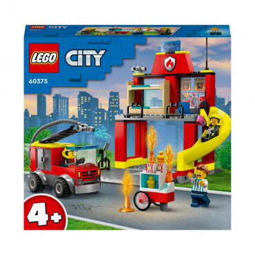 LEGO City 60375 Feuerwehrstation und Löschauto, Feuerwehrauto-Spielzeug