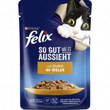Katzen-Nassfutter Felix, so gut wie es aussieht, Huhn in Gelee