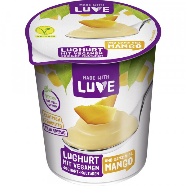 Vegane Lupinen-Joghurtalternative Lughurt, Mango