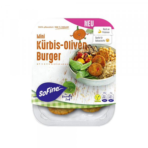Mini Kürbis-Oliven Burger, vegan