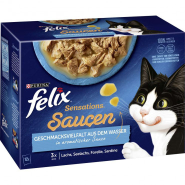 Katzen-Nassfutter Felix, Sensations Saucen, Fischvielfalt in Sauce