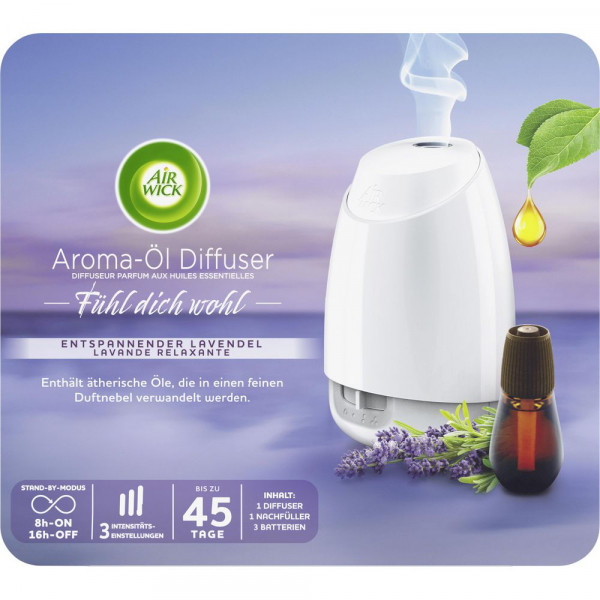 Aroma-Öl Diffuser + Nachfüller, Entspannender Lavendel