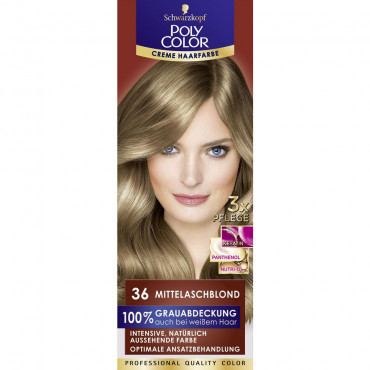 Haarfarbe Poly Color, 36 Mittelaschblond