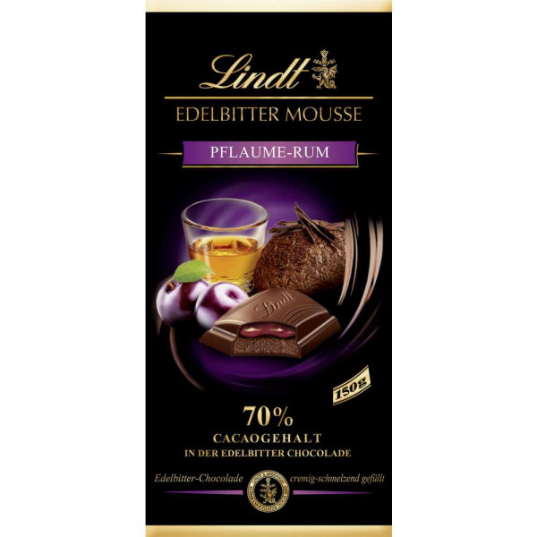 Tafelschokolade, Edelbitter Mousse 70 %, Pflaume-Rum