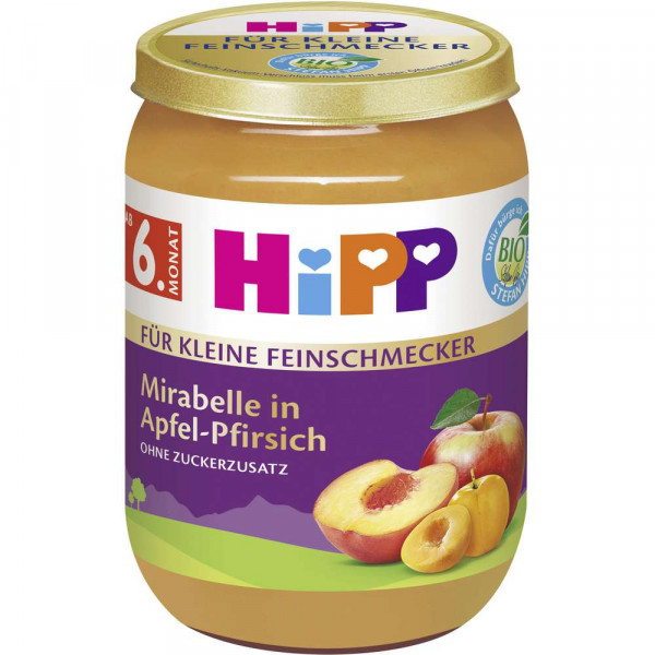 Bio Fruchtmus Für kleine Feinschmecker, Mirabelle in Apfel-Pfirsich