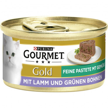 Katzen-Nassfutter Gourmet Gold, Feine Pastete mit Lamm & grünen Bohnen