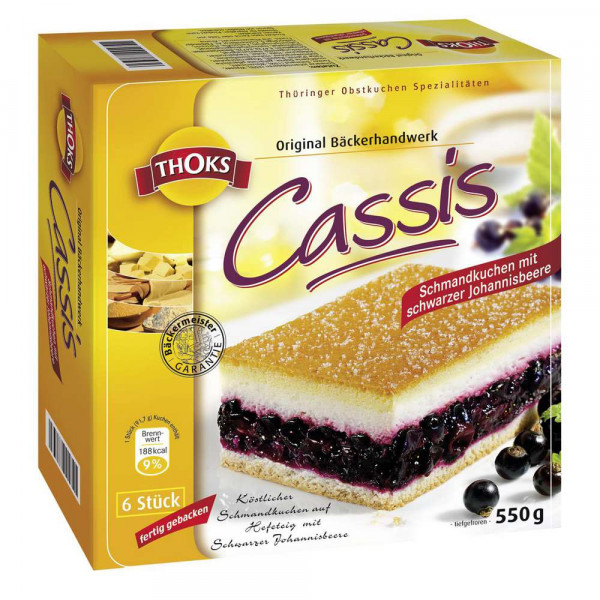 Cassis Kuchenschnitten, tiefgekühlt
