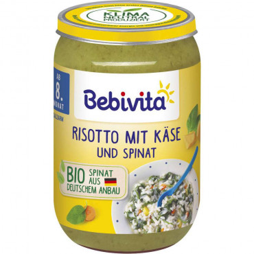 Babynahrung Menü, Risotto mit Käse & Spinat