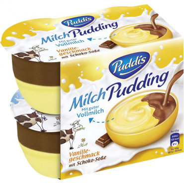 Milchpudding, Vanille + Schokosoße 4 x 125g