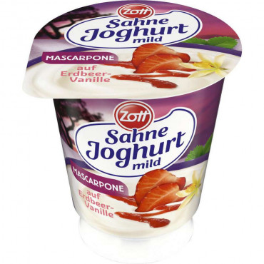 Sahnejoghurt Mascarpone Duett mild, Erdbeer-Vanille