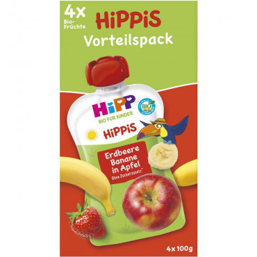 Bio Quetschmus Hippis, Erdbeer Banane in Apfel