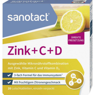 Lutschtabletten Vitamin C + D + Zink, Zitrone